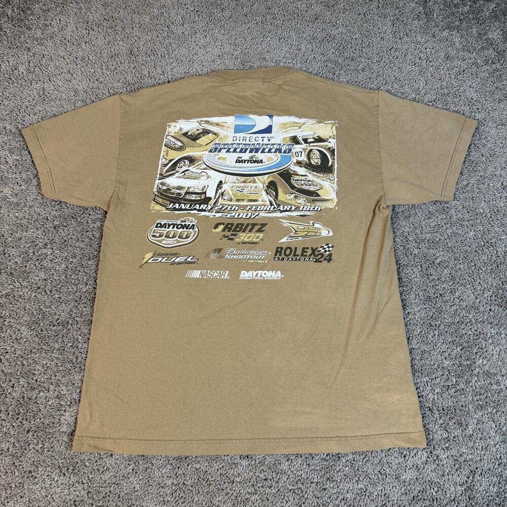 Daytona Speedweeks Shirt Mens L Brown NASCAR Racing 2007 Alstyle Daytona
